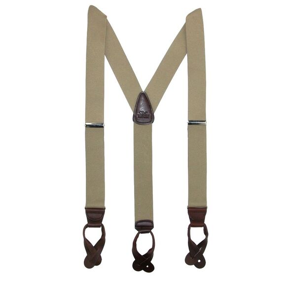 CTM Men's Elastic Button End Dress Suspenders with Silver Hardware - Picture 1 of 3
